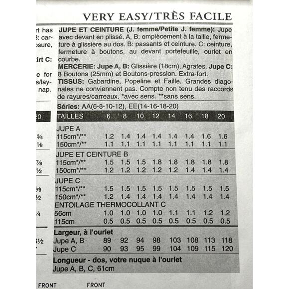 Vogue Pattern 8154 midi pencil skirt  size 6 8 10 12 - Picture 6 of 7